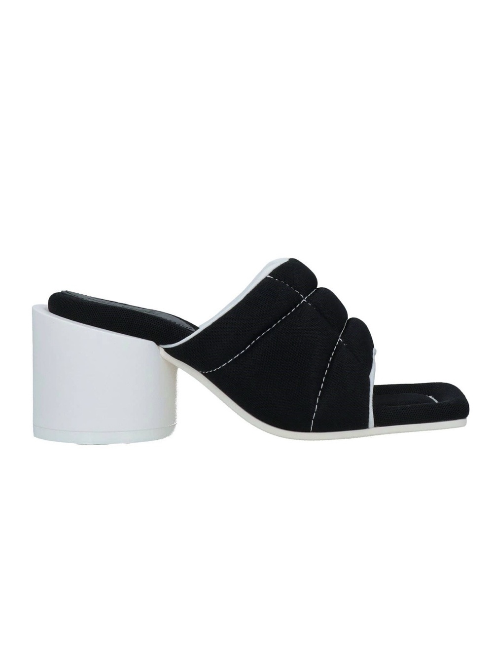 MM6 Maison Margiela Black and White Block Heel Mule - Women's Slide Sandal